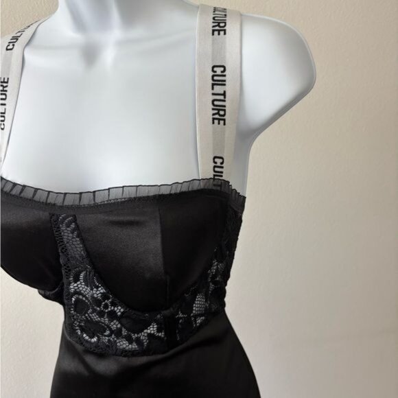 Satin Dress Medium Lace Mesh Ruffle Bustier BodyCon Festival Dark Fairy Romantic - Picture 10 of 12